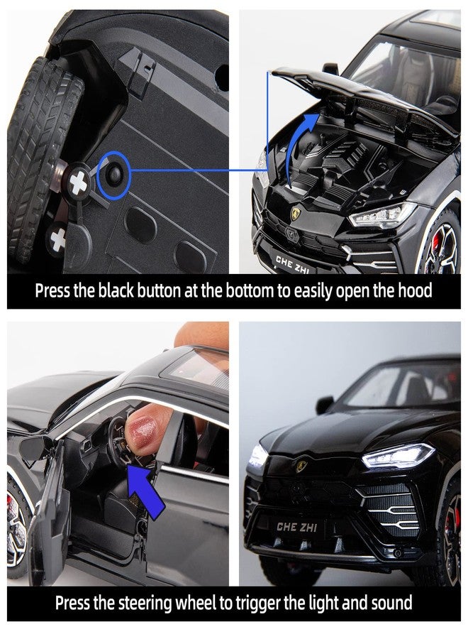 BDTCTK Compatible for 1:24 Lamborghini Urus Car Model, Diecast Pull Back Car Toy car, Doors Open, Light and Sound, Boys Toys Kids Adults Gifts Black - Image 5